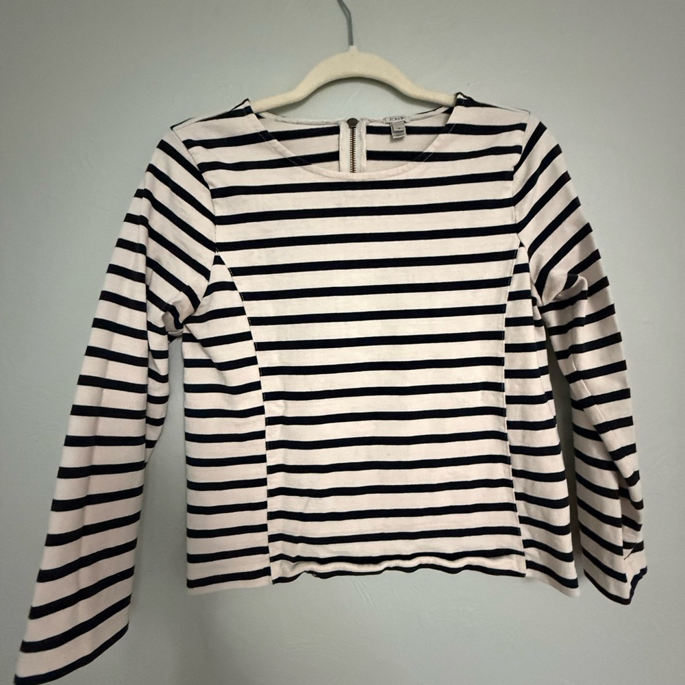 J. Crew Black and White Striped Long Sleeve Top